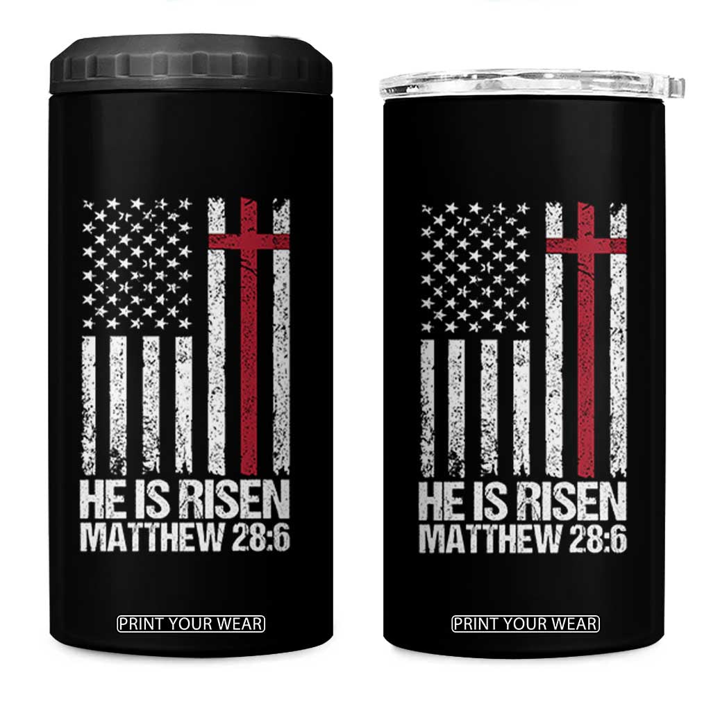 He Is Rise 4 in 1 Can Cooler Tumbler Christian American Flag Easter Bible Verse TS14 One Size: 16 oz Black Print Your Wear