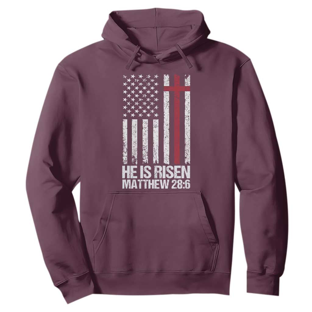 He Is Rise Hoodie Christian American Flag Easter Bible Verse TS14 Maroon Print Your Wear
