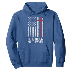 He Is Rise Hoodie Christian American Flag Easter Bible Verse TS14 Royal Blue Print Your Wear