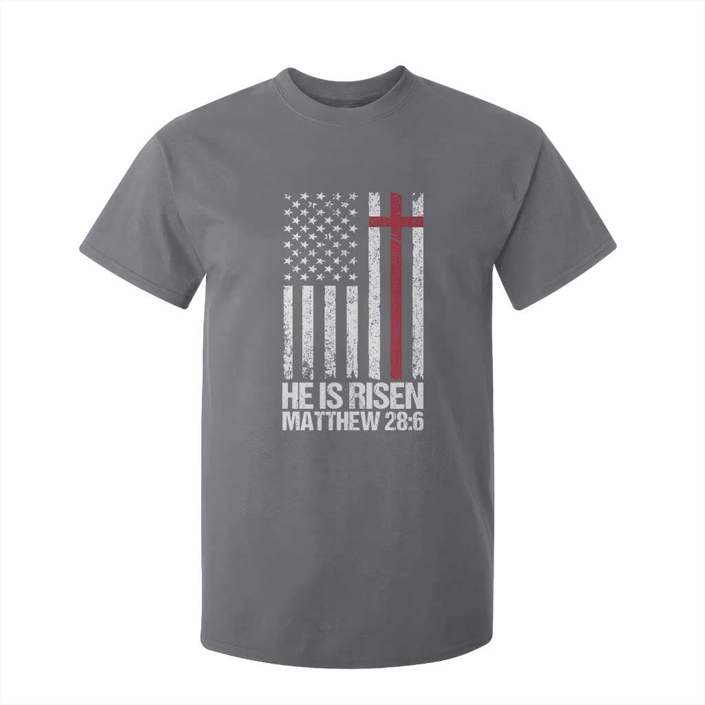 He Is Rise T Shirt For Kid Christian American Flag Easter Bible Verse TS14 Charcoal Print Your Wear