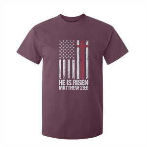 He Is Rise T Shirt For Kid Christian American Flag Easter Bible Verse TS14 Maroon Print Your Wear