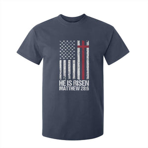 He Is Rise T Shirt For Kid Christian American Flag Easter Bible Verse TS14 Navy Print Your Wear