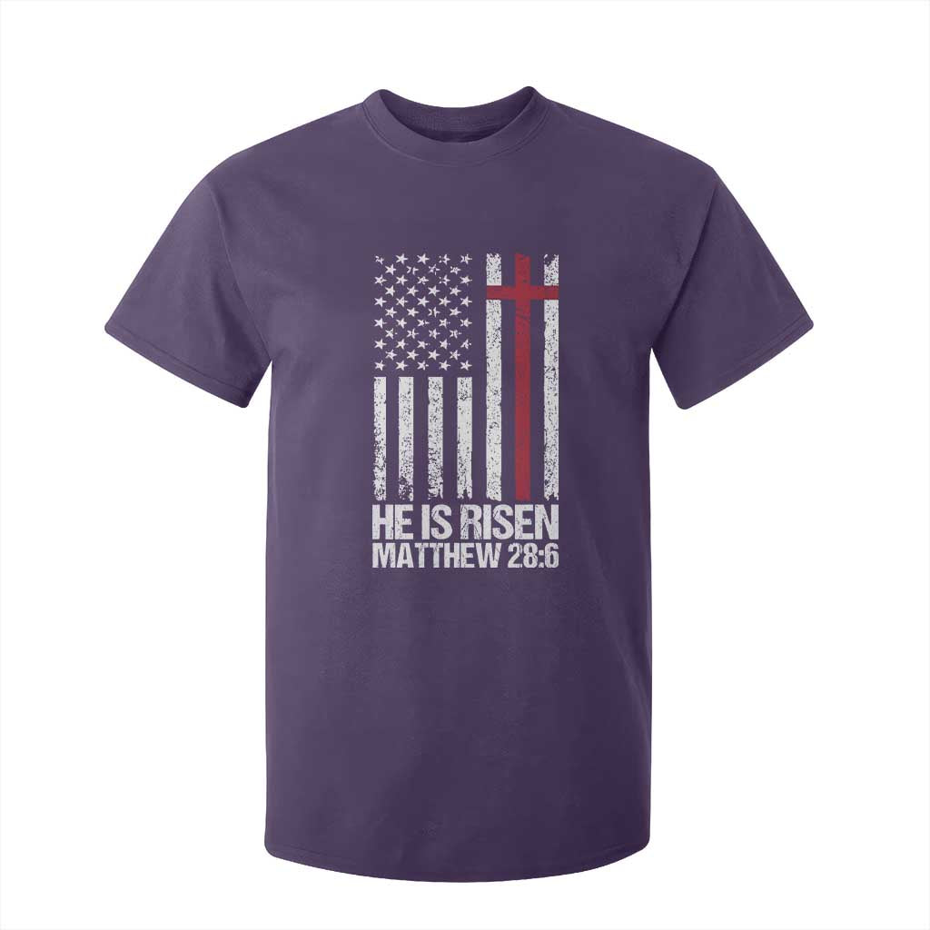 He Is Rise T Shirt For Kid Christian American Flag Easter Bible Verse TS14 Purple Print Your Wear