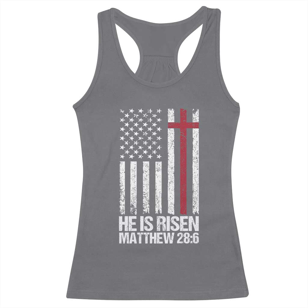 He Is Rise Racerback Tank Top Christian American Flag Easter Bible Verse TS14 Charcoal Print Your Wear