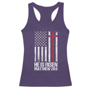 He Is Rise Racerback Tank Top Christian American Flag Easter Bible Verse TS14 Purple Print Your Wear