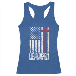 He Is Rise Racerback Tank Top Christian American Flag Easter Bible Verse TS14 Royal Blue Print Your Wear