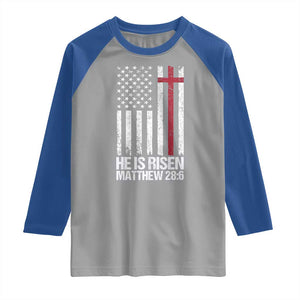 He Is Rise Raglan Shirt Christian American Flag Easter Bible Verse TS14 Sport Gray Royal Print Your Wear