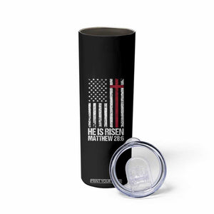 He Is Rise Skinny Tumbler Christian American Flag Easter Bible Verse TS14 Print Your Wear