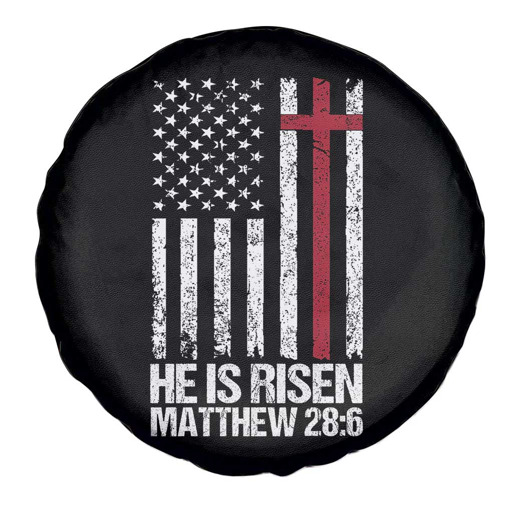 He Is Rise Spare Tire Cover Christian American Flag Easter Bible Verse TS14 Print Your Wear