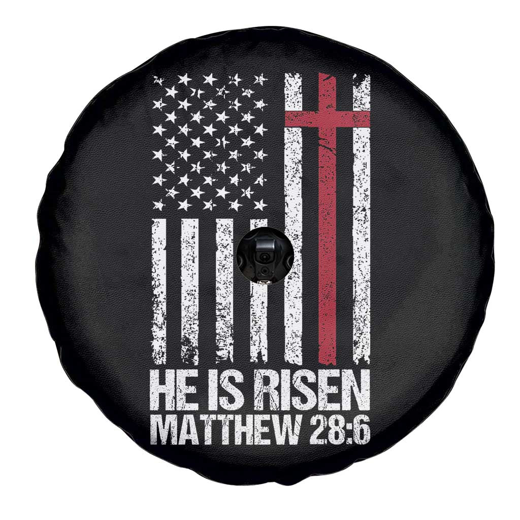 He Is Rise Spare Tire Cover Christian American Flag Easter Bible Verse TS14 Print Your Wear