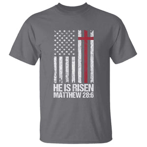 He Is Rise T Shirt Christian American Flag Easter Bible Verse TS14 Charcoal Print Your Wear