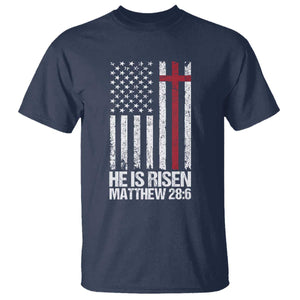 He Is Rise T Shirt Christian American Flag Easter Bible Verse TS14 Navy Print Your Wear