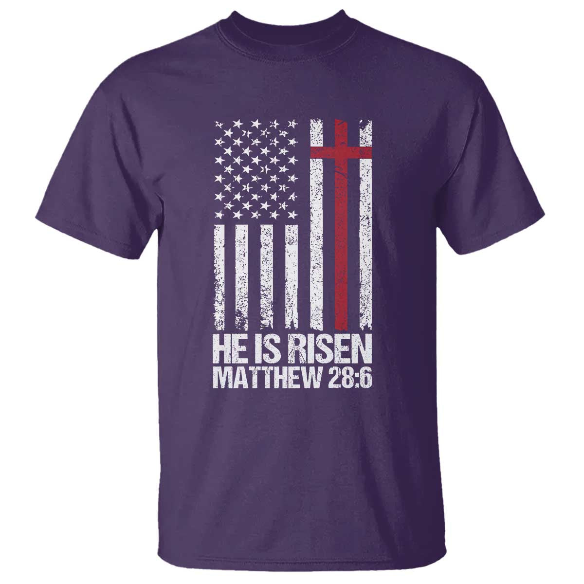 He Is Rise T Shirt Christian American Flag Easter Bible Verse TS14 Purple Print Your Wear