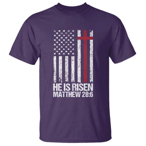 He Is Rise T Shirt Christian American Flag Easter Bible Verse TS14 Purple Print Your Wear