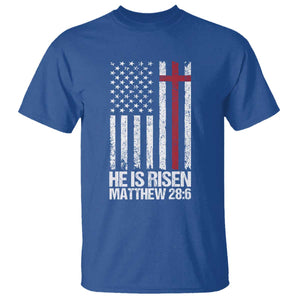 He Is Rise T Shirt Christian American Flag Easter Bible Verse TS14 Royal Blue Print Your Wear