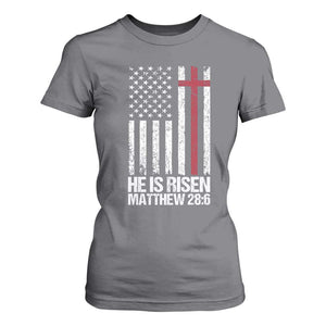 He Is Rise T Shirt For Women Christian American Flag Easter Bible Verse TS14 Charcoal Print Your Wear