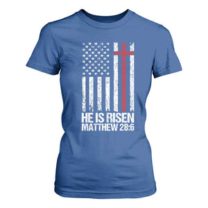 He Is Rise T Shirt For Women Christian American Flag Easter Bible Verse TS14 Royal Blue Print Your Wear