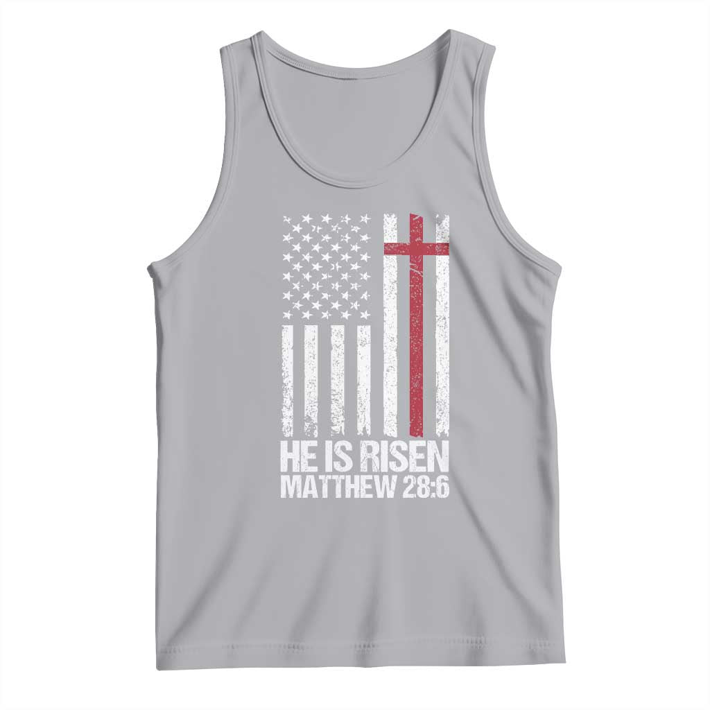 He Is Rise Tank Top Christian American Flag Easter Bible Verse TS14 Athletic Heather Print Your Wear