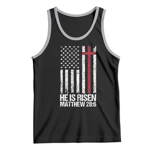 He Is Rise Tank Top Christian American Flag Easter Bible Verse TS14 Black Athletic Heather Print Your Wear