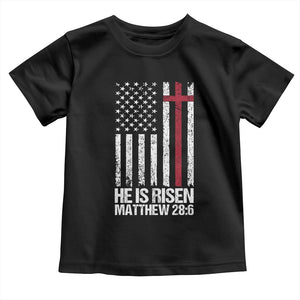 He Is Rise Toddler T Shirt Christian American Flag Easter Bible Verse TS14 Black Print Your Wear