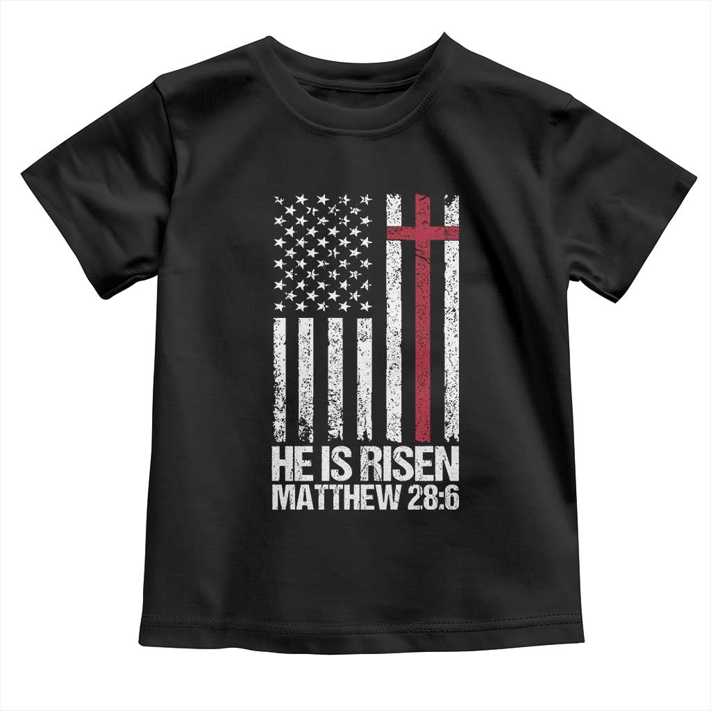 He Is Rise Toddler T Shirt Christian American Flag Easter Bible Verse TS14 Black Print Your Wear