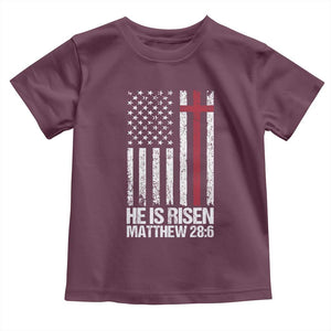 He Is Rise Toddler T Shirt Christian American Flag Easter Bible Verse TS14 Maroon Print Your Wear