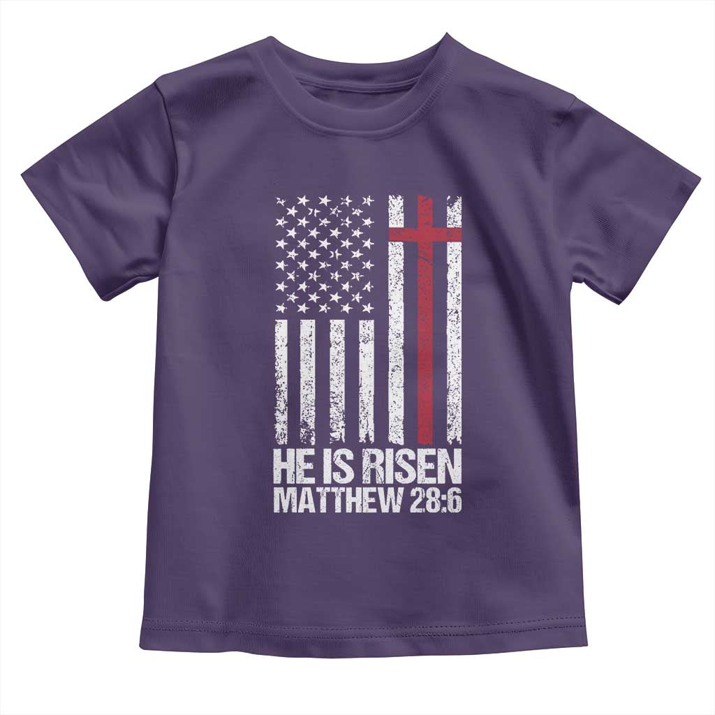 He Is Rise Toddler T Shirt Christian American Flag Easter Bible Verse TS14 Purple Print Your Wear