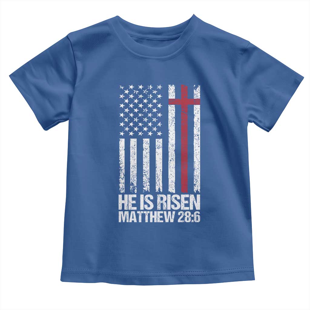 He Is Rise Toddler T Shirt Christian American Flag Easter Bible Verse TS14 Royal Blue Print Your Wear