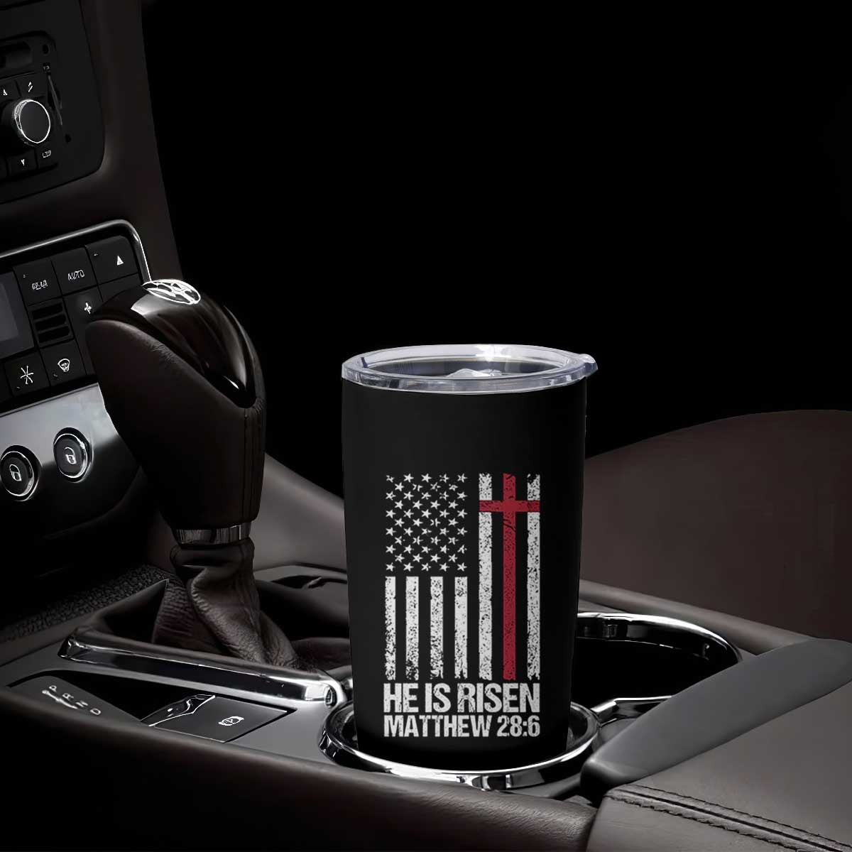 He Is Rise Tumbler Cup Christian American Flag Easter Bible Verse TS14 Print Your Wear