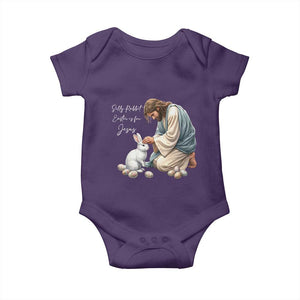 Silly Rabbit Easter Is For Jesus Baby Onesie Christian Easter Religious TS14 Purple Print Your Wear