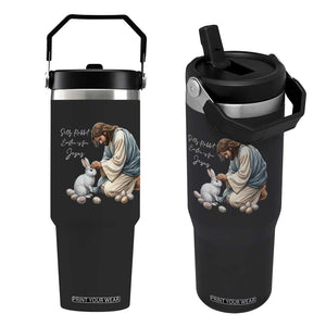 Silly Rabbit Easter Is For Jesus Flip Straw Tumbler Christian Easter Religious TS14 One Size: 30 oz Black Print Your Wear