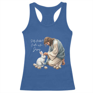 Silly Rabbit Easter Is For Jesus Racerback Tank Top Christian Easter Religious TS14 Royal Blue Print Your Wear