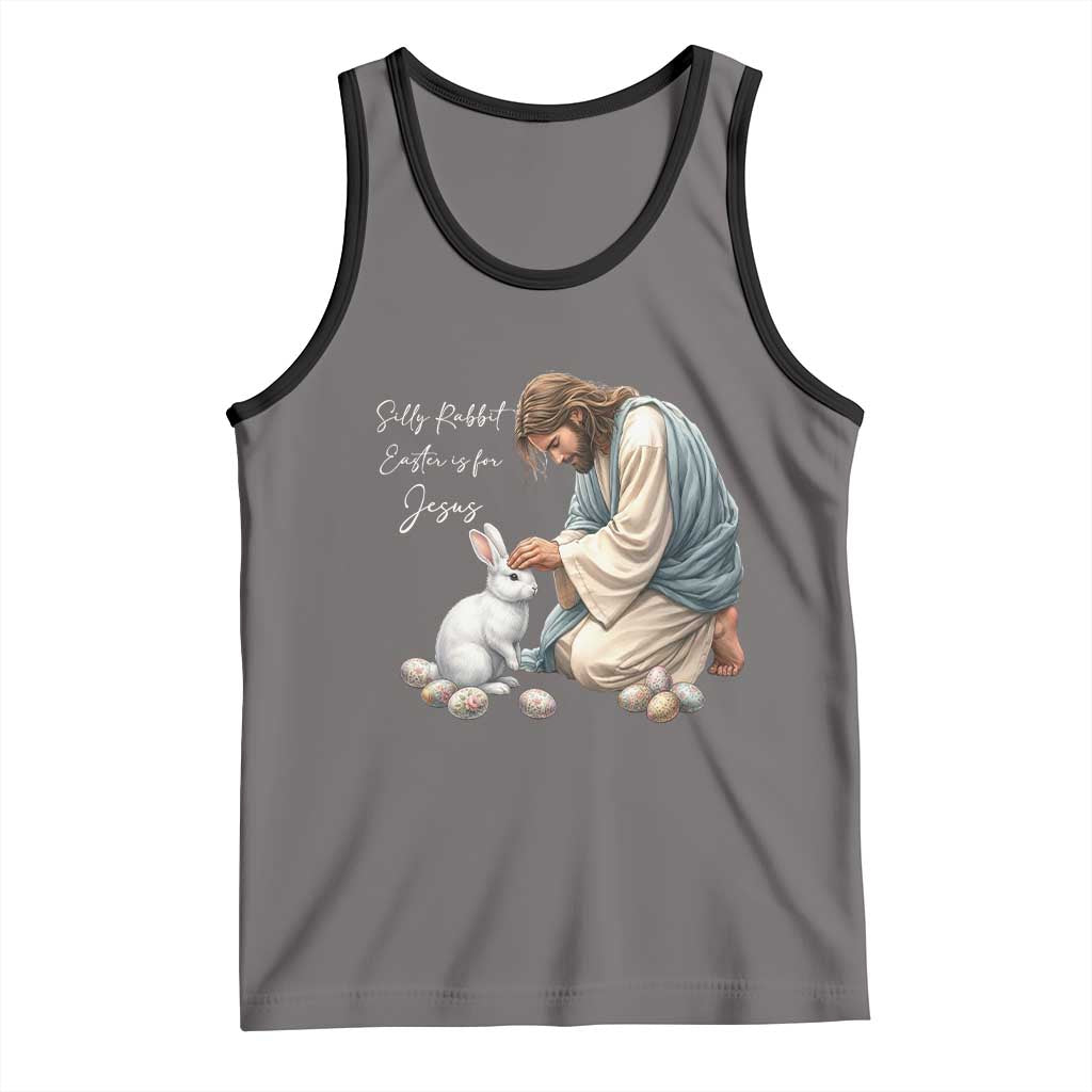 Silly Rabbit Easter Is For Jesus Tank Top Christian Easter Religious TS14 Deep Heather Black Print Your Wear