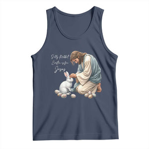Silly Rabbit Easter Is For Jesus Tank Top Christian Easter Religious TS14 Navy Print Your Wear