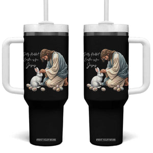Silly Rabbit Easter Is For Jesus Tumbler With Handle Christian Easter Religious TS14 One Size: 40 oz Black Print Your Wear