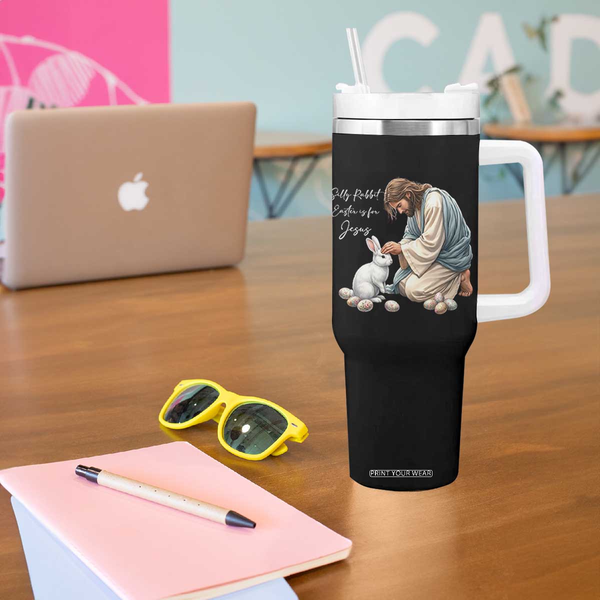 Silly Rabbit Easter Is For Jesus Tumbler With Handle Christian Easter Religious TS14 Print Your Wear