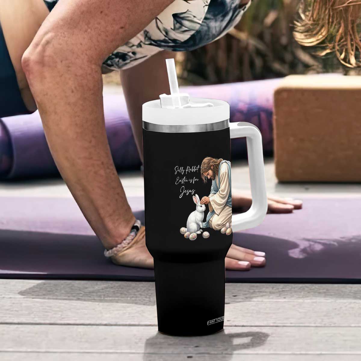 Silly Rabbit Easter Is For Jesus Tumbler With Handle Christian Easter Religious TS14 Print Your Wear