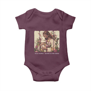 Silly Rabbit Easter Is For Jesus Baby Onesie Christian Jeusus Floral Easter TS14 Maroon Print Your Wear