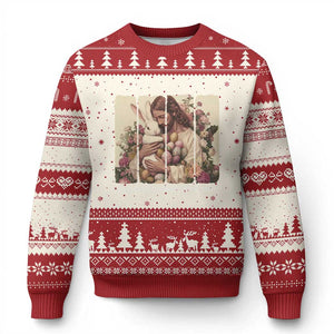 Silly Rabbit Easter Is For Jesus Ugly Christmas Sweater Christian Jeusus Floral Easter TS14 Beige Red Print Your Wear