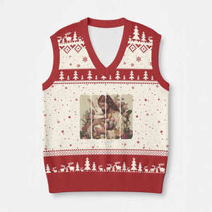 Silly Rabbit Easter Is For Jesus V-Neck Knit Sweater Vest Christian Jeusus Floral Easter TS14 Beige Red Print Your Wear