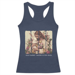 Silly Rabbit Easter Is For Jesus Racerback Tank Top Christian Jeusus Floral Easter TS14 Navy Print Your Wear
