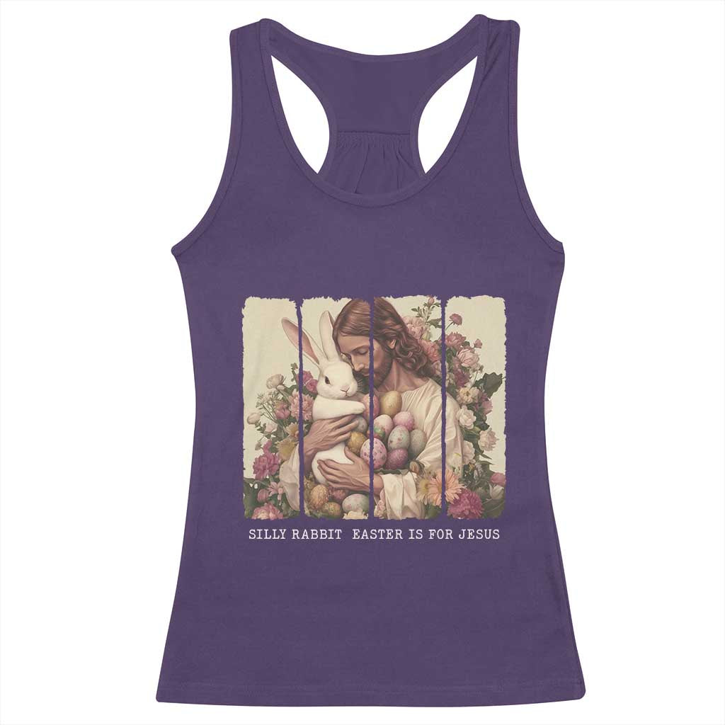 Silly Rabbit Easter Is For Jesus Racerback Tank Top Christian Jeusus Floral Easter TS14 Purple Print Your Wear