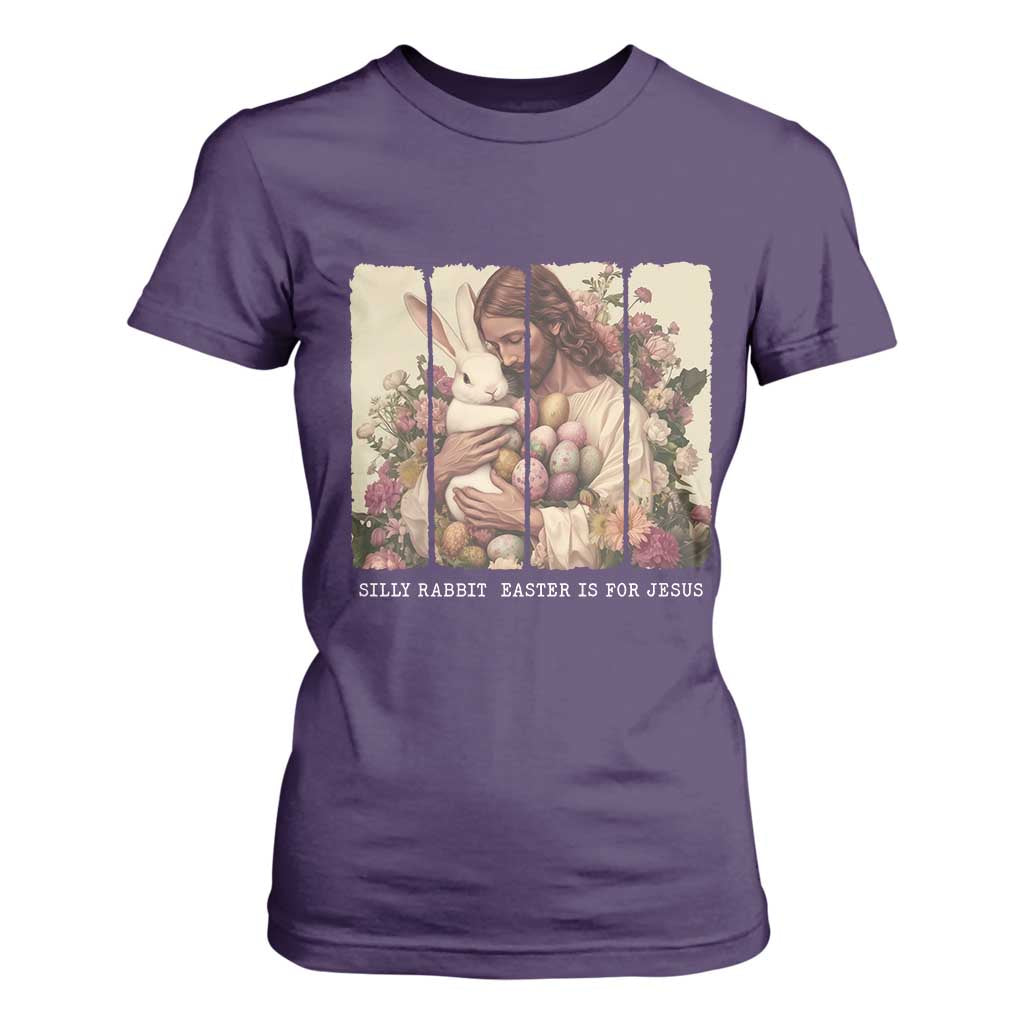Silly Rabbit Easter Is For Jesus T Shirt For Women Christian Jeusus Floral Easter TS14 Purple Print Your Wear