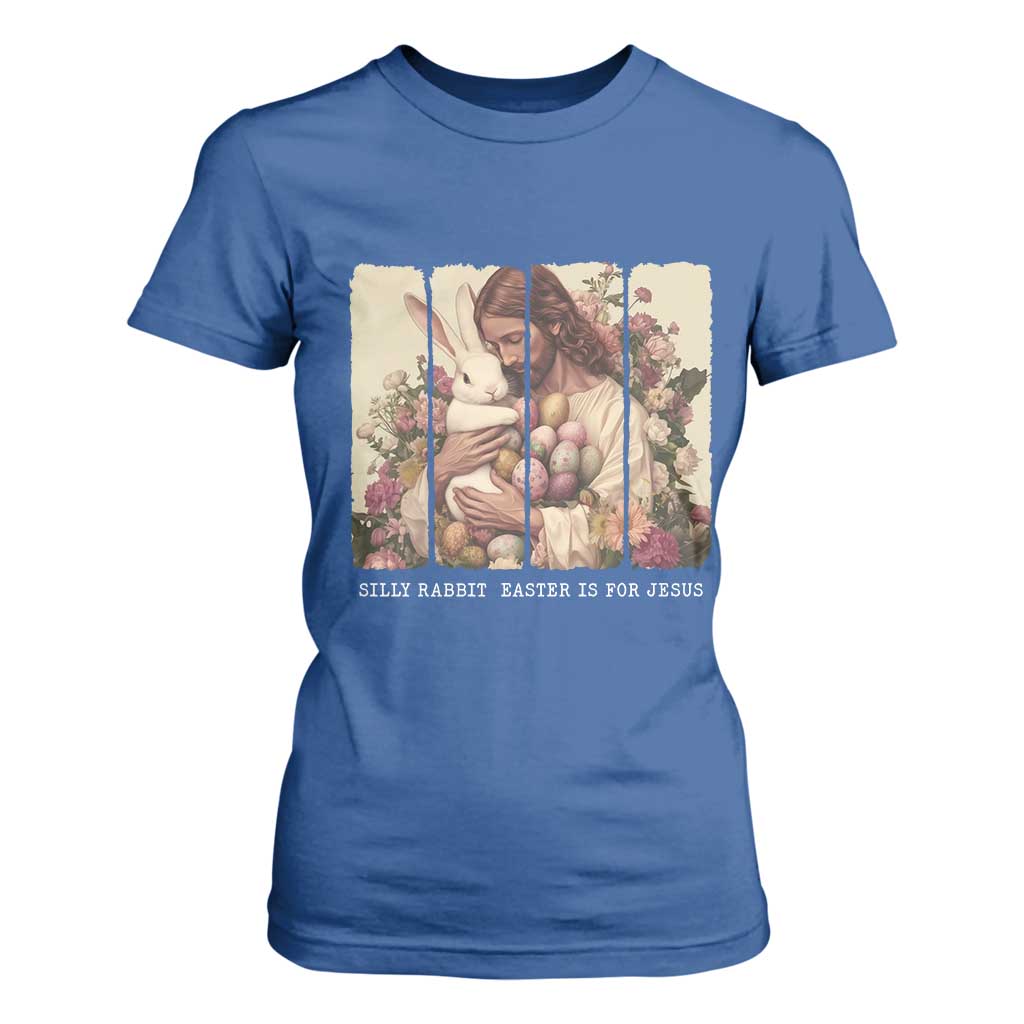 Silly Rabbit Easter Is For Jesus T Shirt For Women Christian Jeusus Floral Easter TS14 Royal Blue Print Your Wear