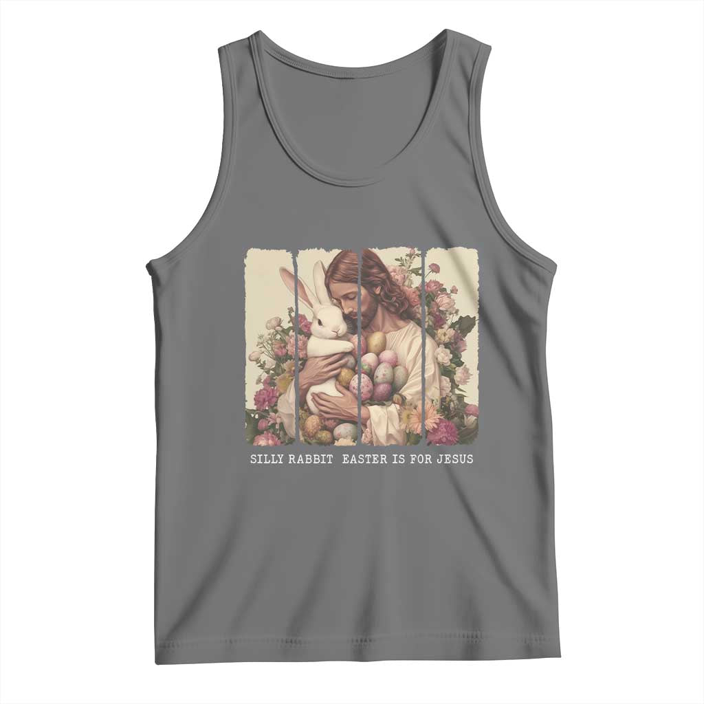 Silly Rabbit Easter Is For Jesus Tank Top Christian Jeusus Floral Easter TS14 Black Heather Print Your Wear