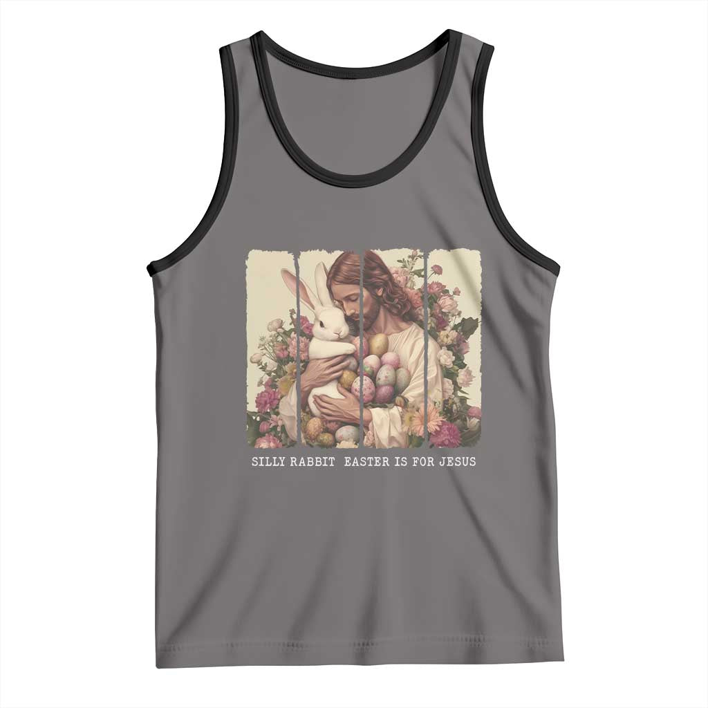 Silly Rabbit Easter Is For Jesus Tank Top Christian Jeusus Floral Easter TS14 Deep Heather Black Print Your Wear