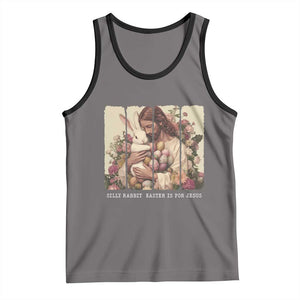 Silly Rabbit Easter Is For Jesus Tank Top Christian Jeusus Floral Easter TS14 Deep Heather Black Print Your Wear