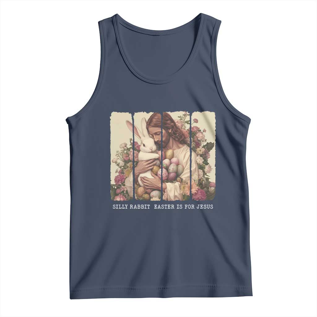 Silly Rabbit Easter Is For Jesus Tank Top Christian Jeusus Floral Easter TS14 Navy Print Your Wear