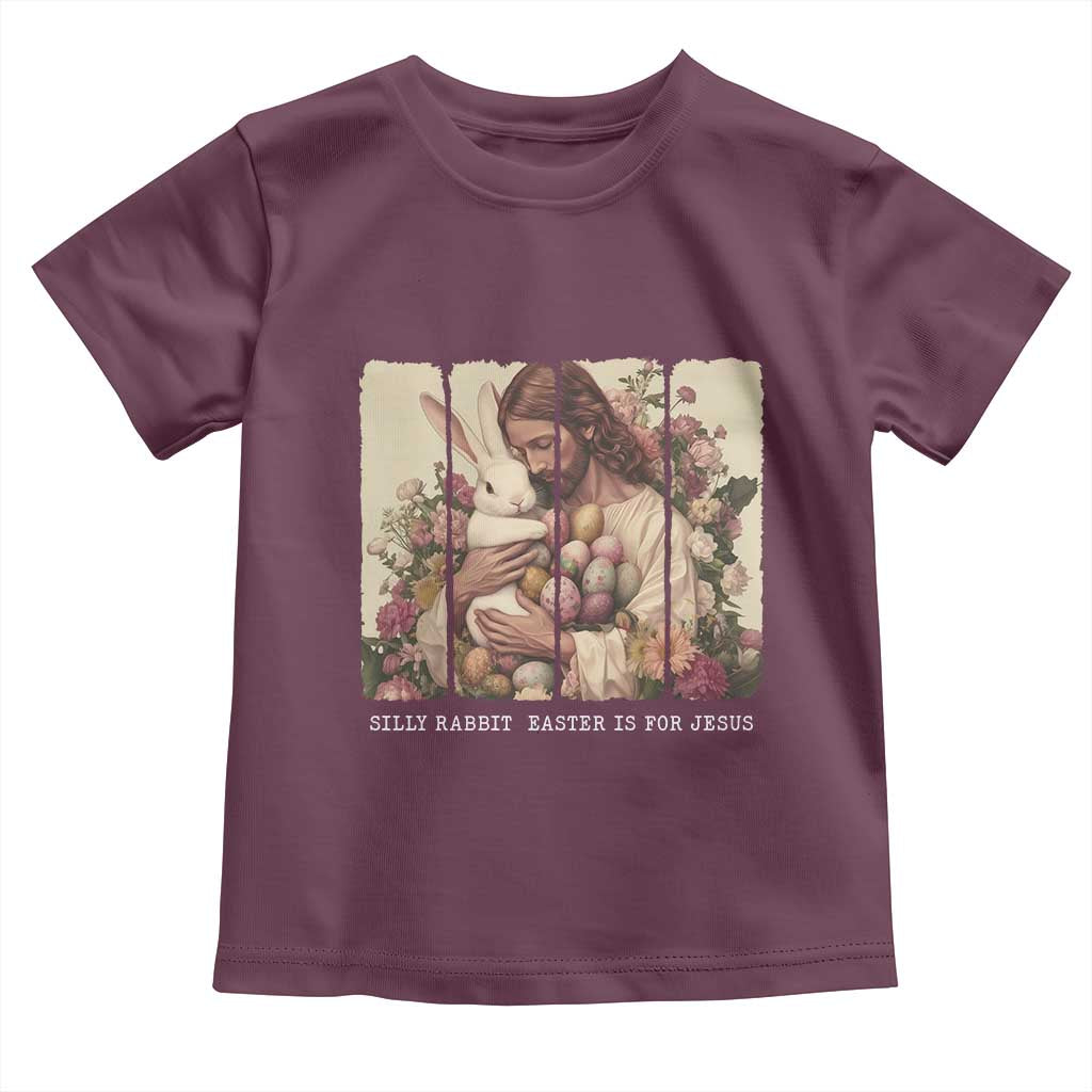 Silly Rabbit Easter Is For Jesus Toddler T Shirt Christian Jeusus Floral Easter TS14 Maroon Print Your Wear