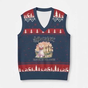 Silly Rabbit Easter Is For Jesus V-Neck Knit Sweater Vest Christian Easter TS14 Navy Red Print Your Wear